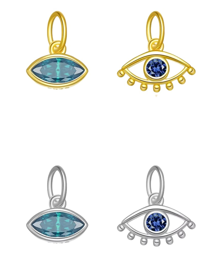 Dije mini dorado de ojo turco, con piedra zirconia en color azul