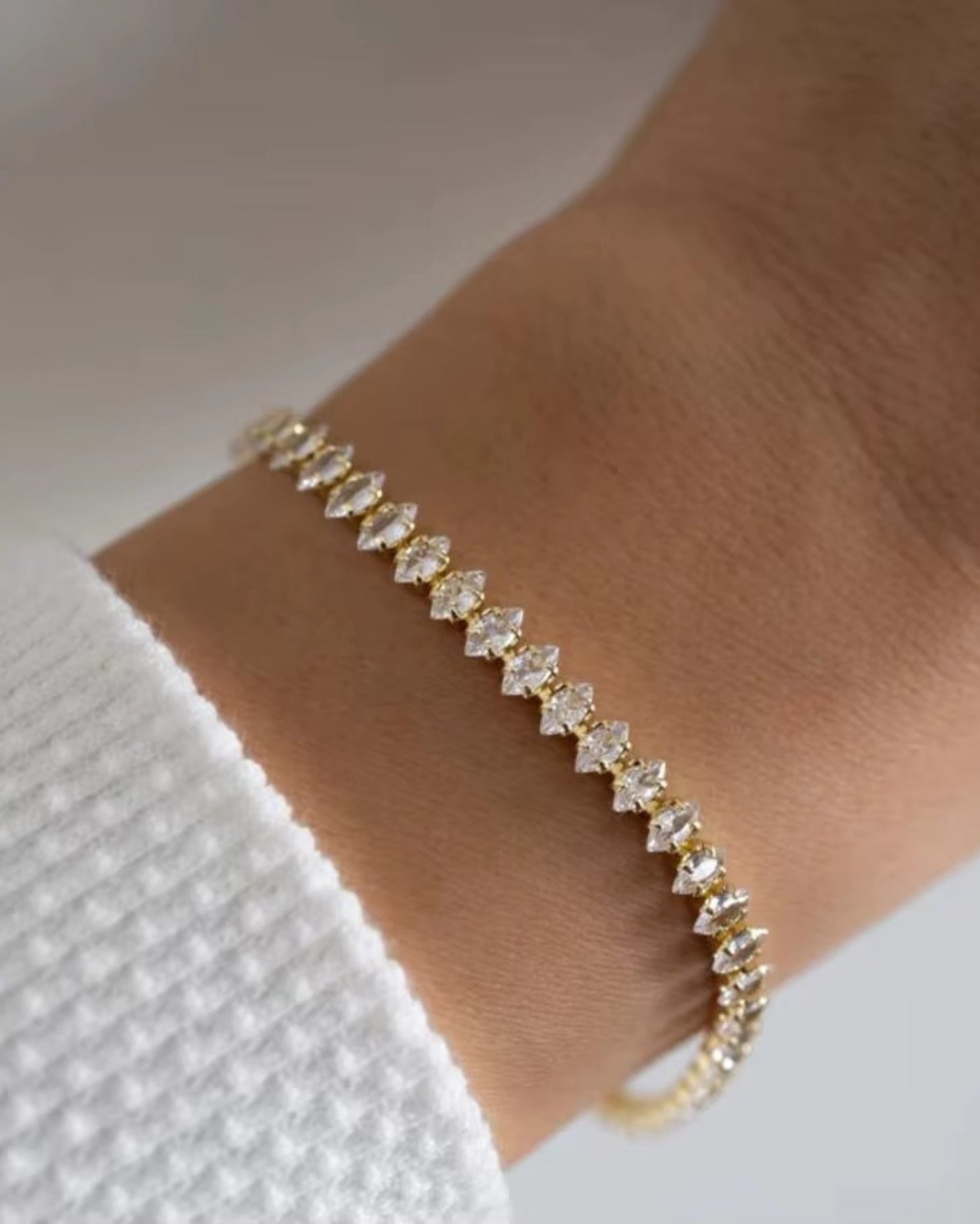 Pulsera Tennis Luz Dorada