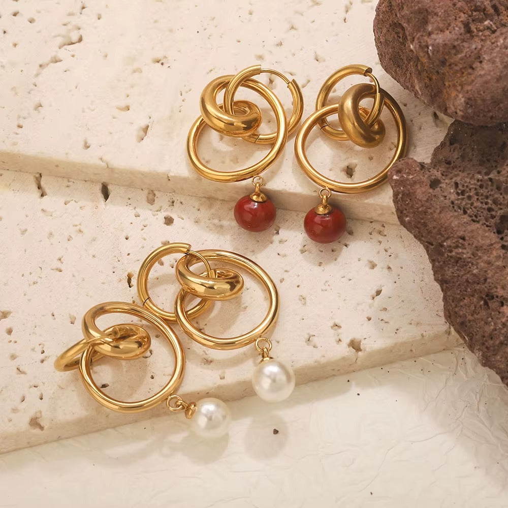 Drop earrings dorados con cristales colgantes