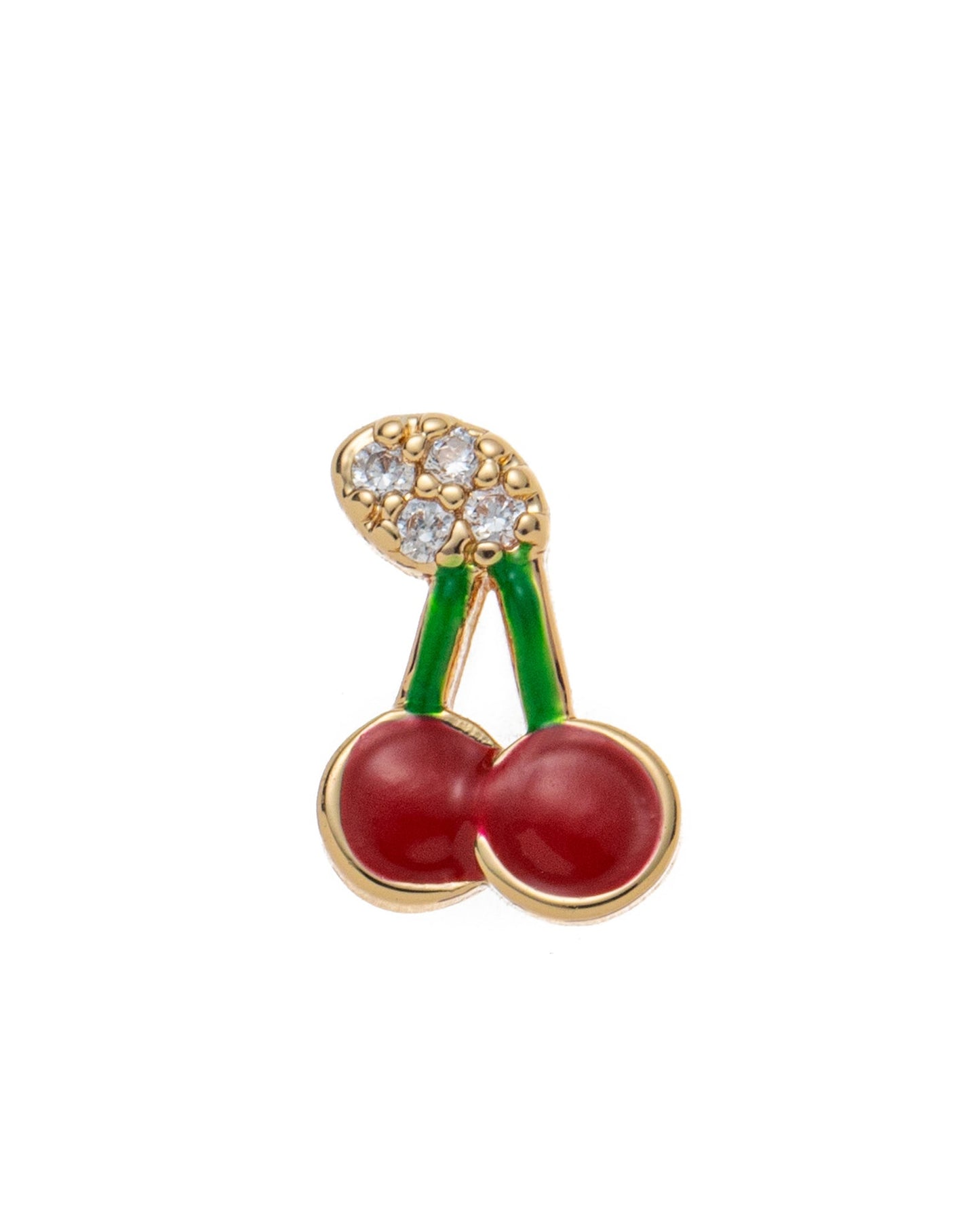 Dije mini de cerezas color rojo para collar tipo cofre