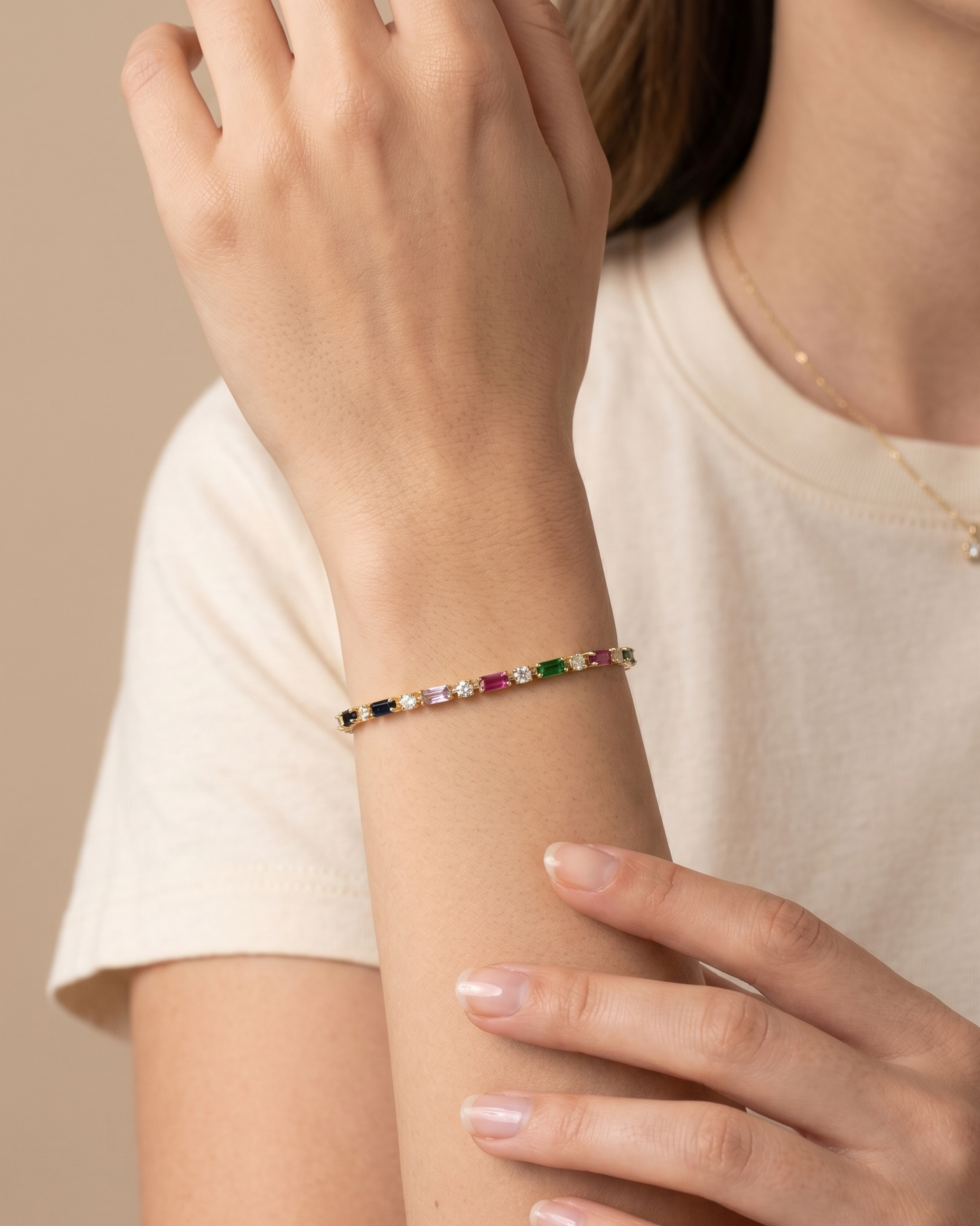 Pulsera Rígida con Cristales Multicolor