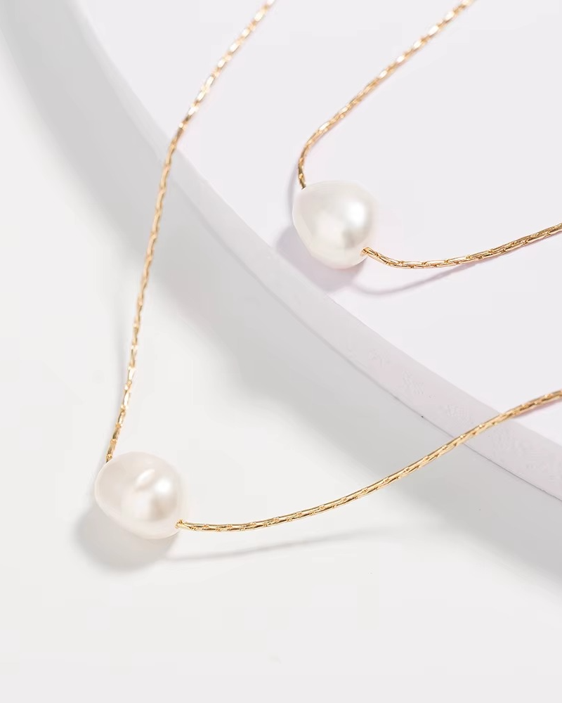 Collar elegante con perlas, de tipo ajustable