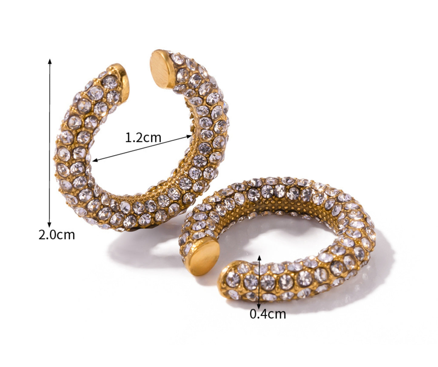 Arete elegante de piedra zirconia, tipo ear cuff.