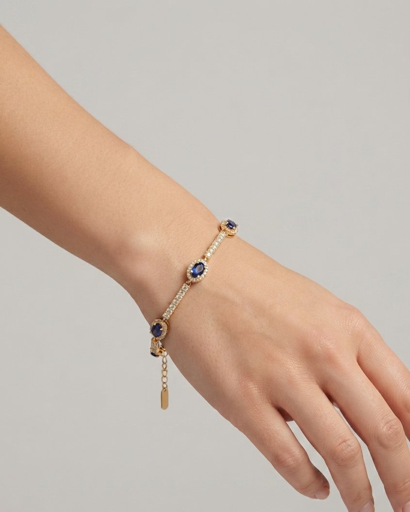 Pulsera Zafiro Imperial y Pavé