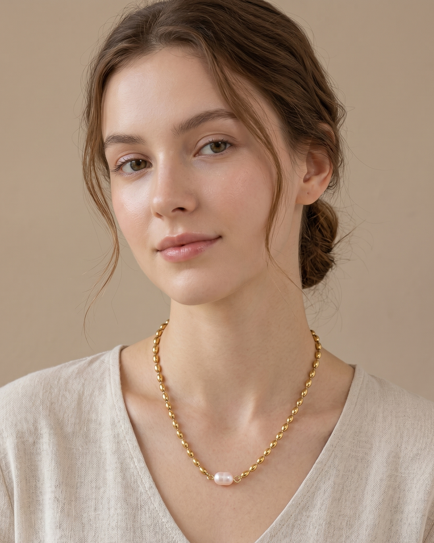 Collar de Cadena de Cuentas y Perla