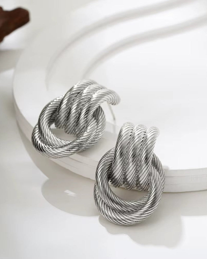 Aretes de eslabon grande, color plateado