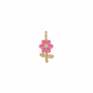 Dije de flor silvestre en esmalte rosa con centro de cristal