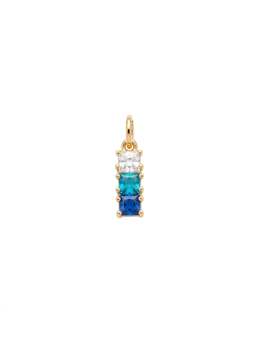 Dije de cristales cuadrados en degradé de azules