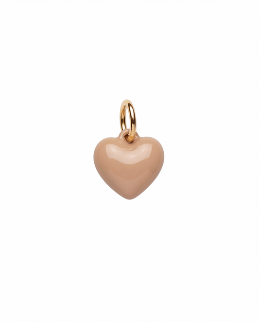 Dije de corazón abombado en color rosa empolvado