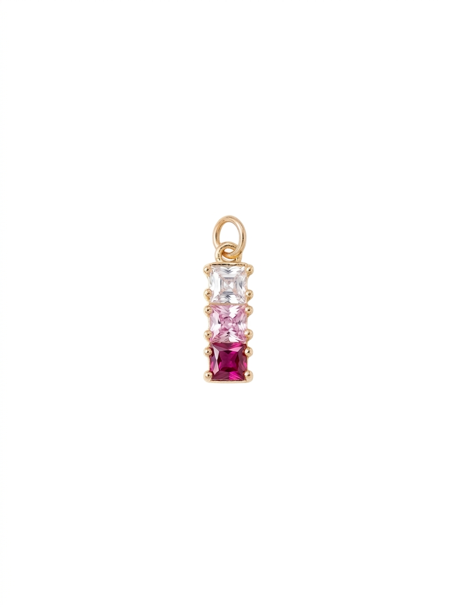 Dije de cristales cuadrados en degradé de rosas