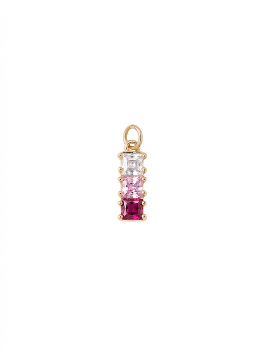 Dije de cristales cuadrados en degradé de rosas