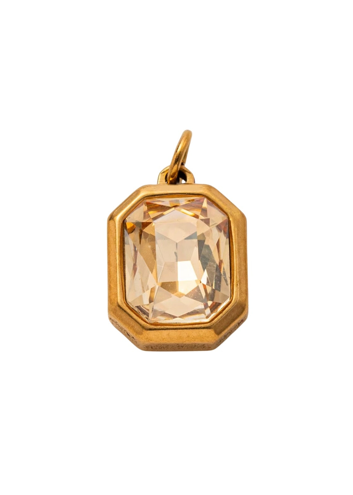 Dije de cristal corte esmeralda en color champaña