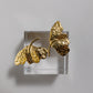 Aretes de hoja dorado en acero inoxidable
