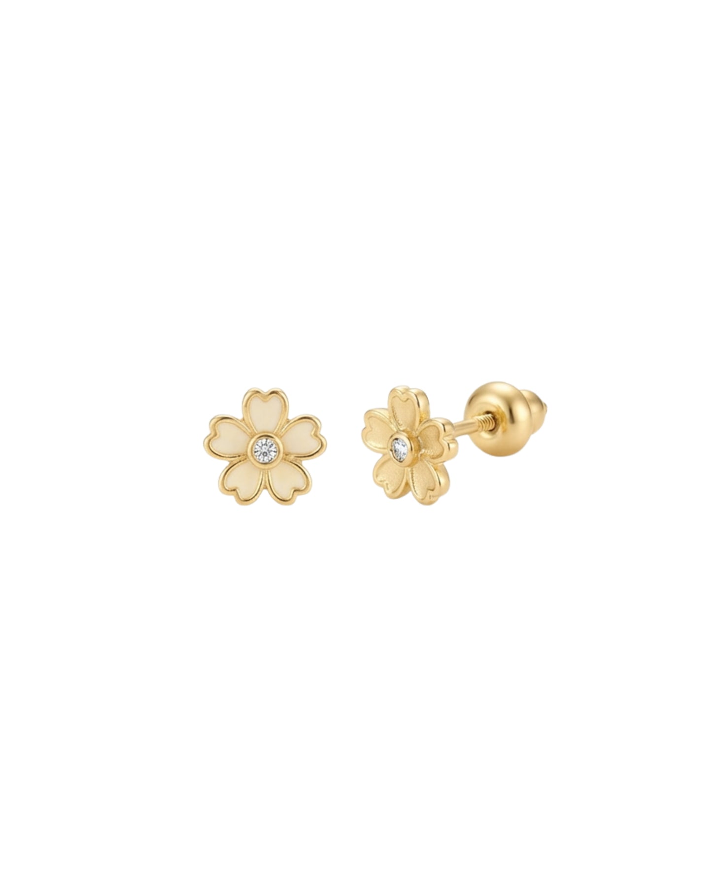 Broquel Flor de Cinco Pétalos con Circonia