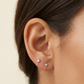 Arete Doble con Circonias Cuadradas y Cadena Colgante