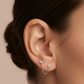 Arete Doble con Circonias y Cadena Colgante