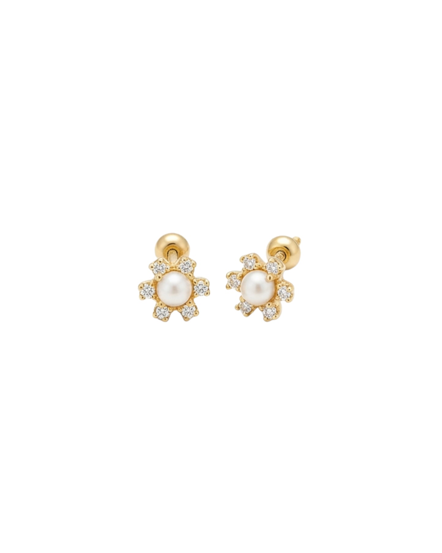 Broquel Flor de Perla con Halo de Circonias