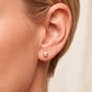 Arete tipo broquel de perla rosada con brillo satinado en oro 10k