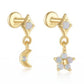 Aretes colgantes asimétricos de luna y estrella