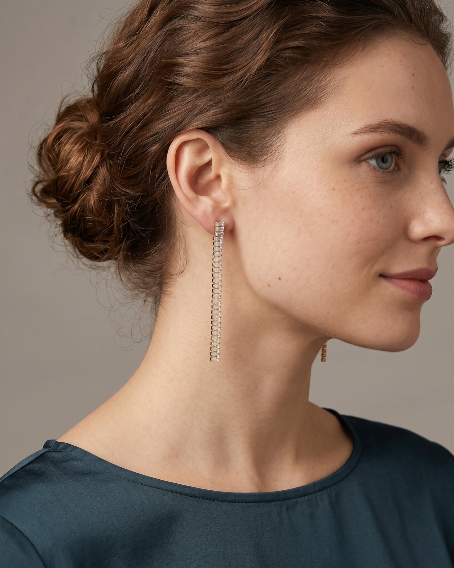 Aretes Colgantes Lineal Baguette