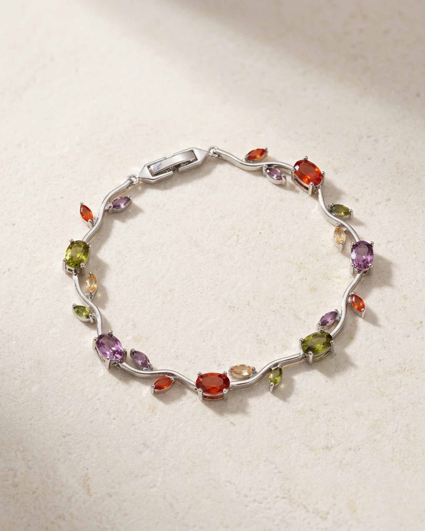 Brazalete de guía botánica con cristales multicolor
