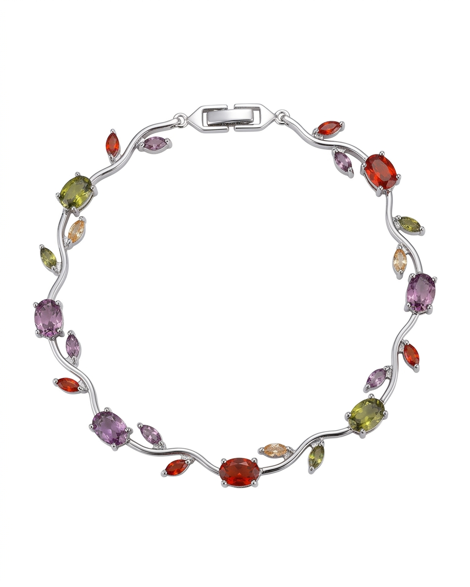 Brazalete de guía botánica con cristales multicolor