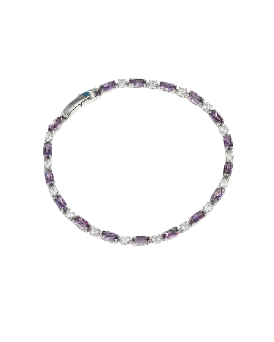 Pulsera Tennis de Circonias Moradas y Blancas