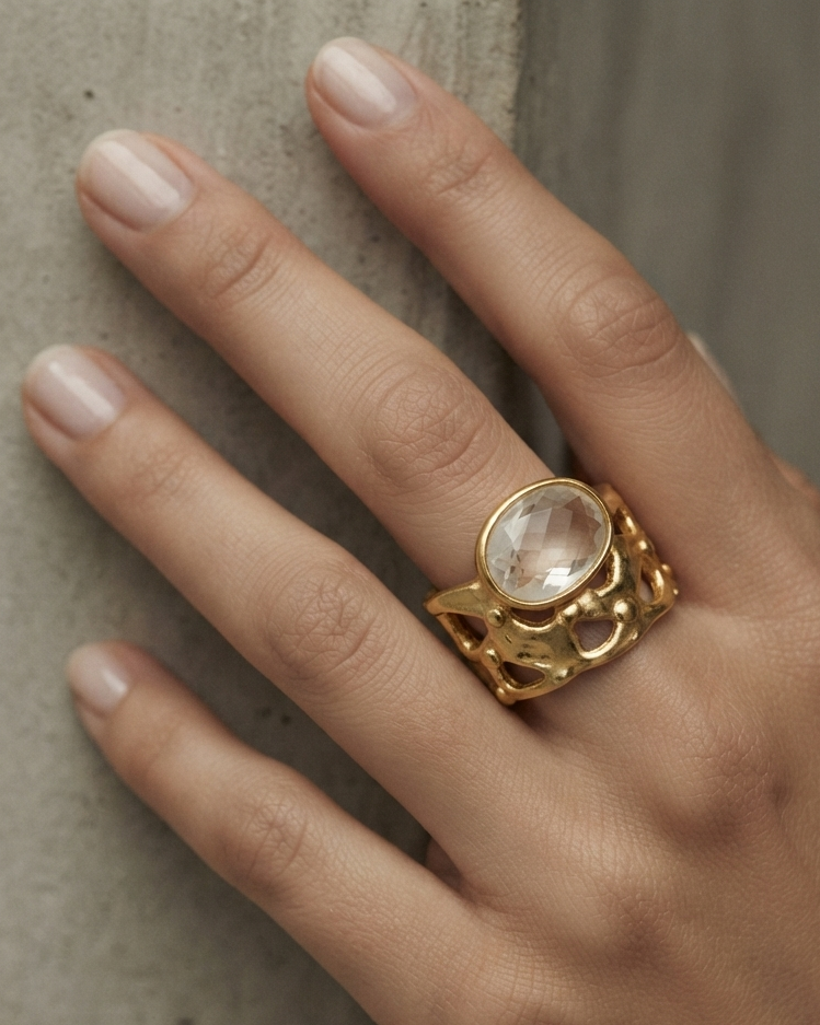 Anillo Abierto Aura con Circonia Oval