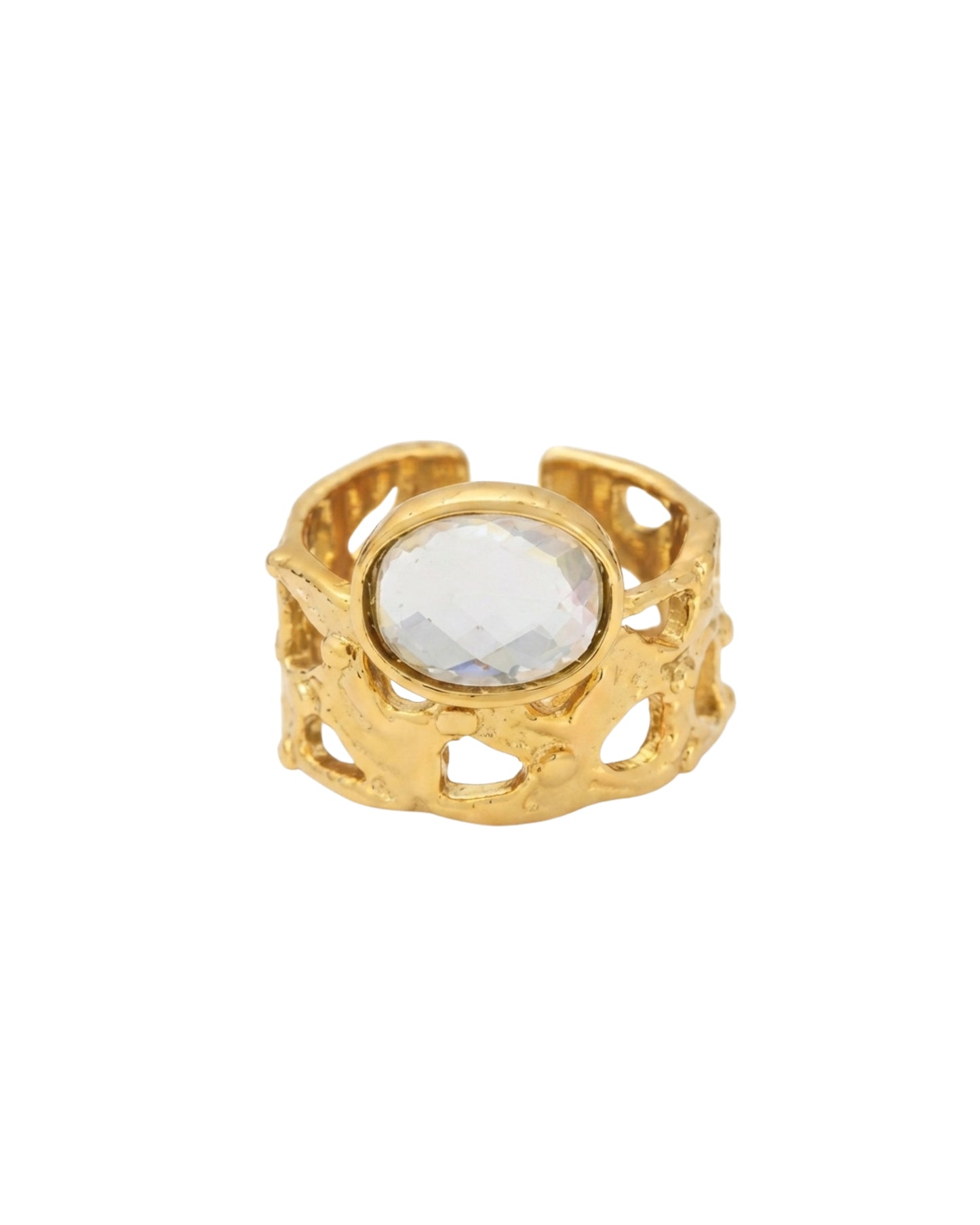 Anillo Abierto Aura con Circonia Oval
