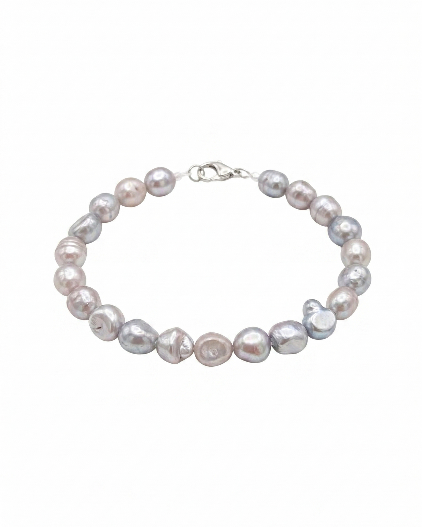 Pulsera de perlas barrocas en tonos lavanda y gris