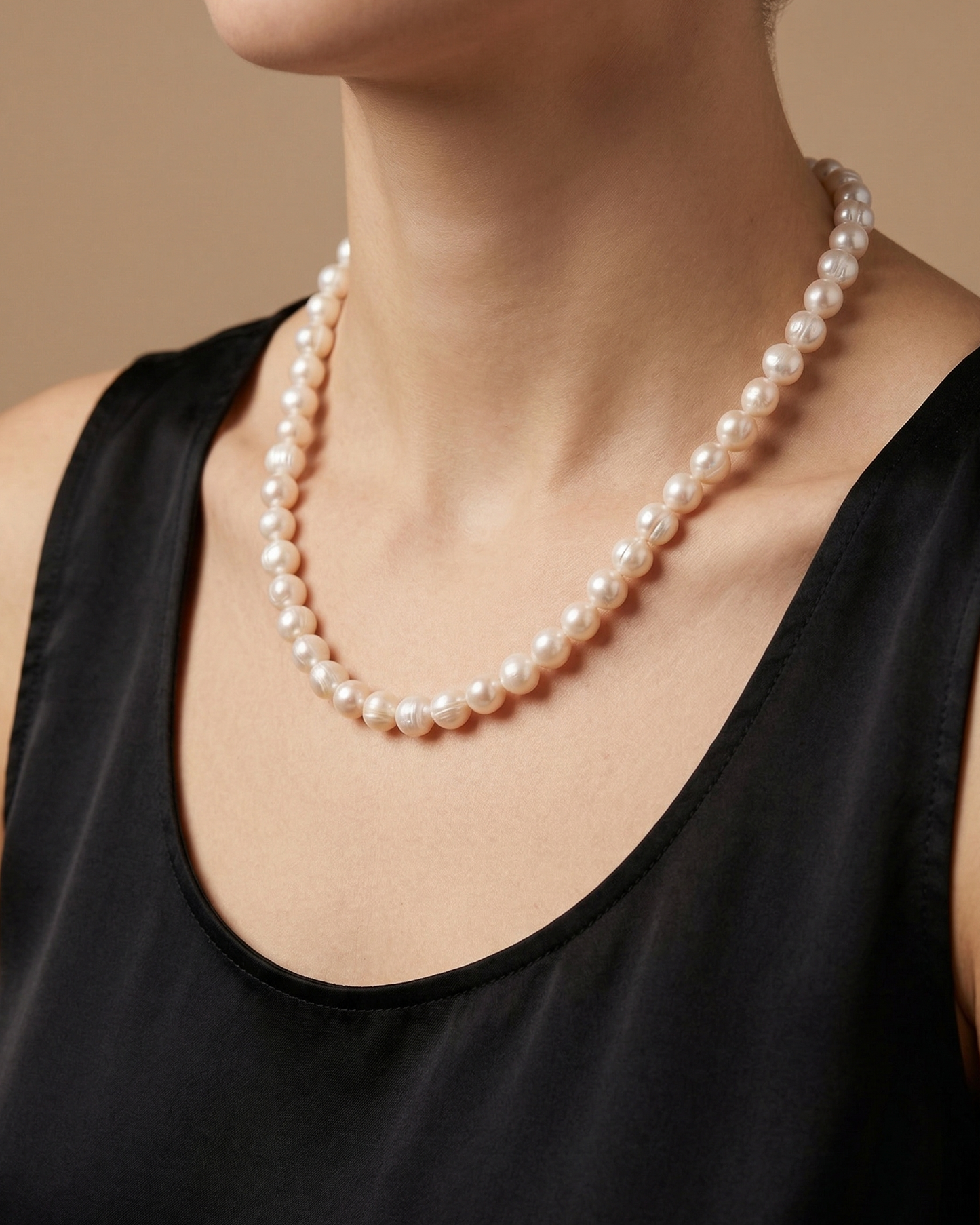 Collar de perlas cultivadas con broche de plata