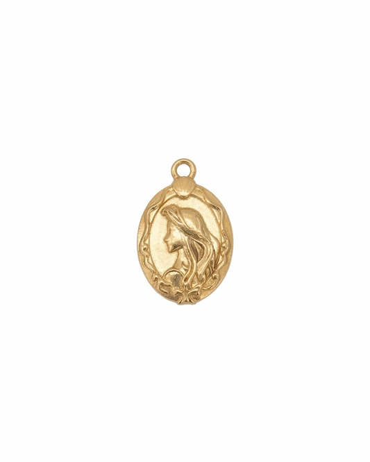 Medallón de relieve femenino en dorado