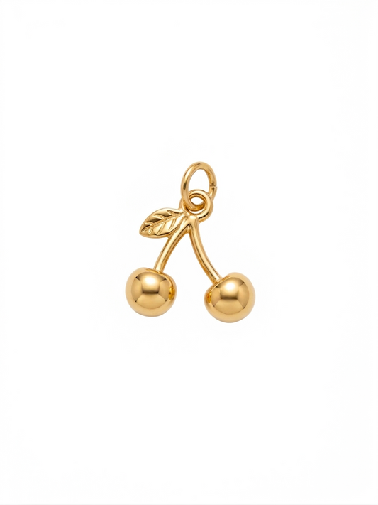 Dije de cerezas dobles en dorado