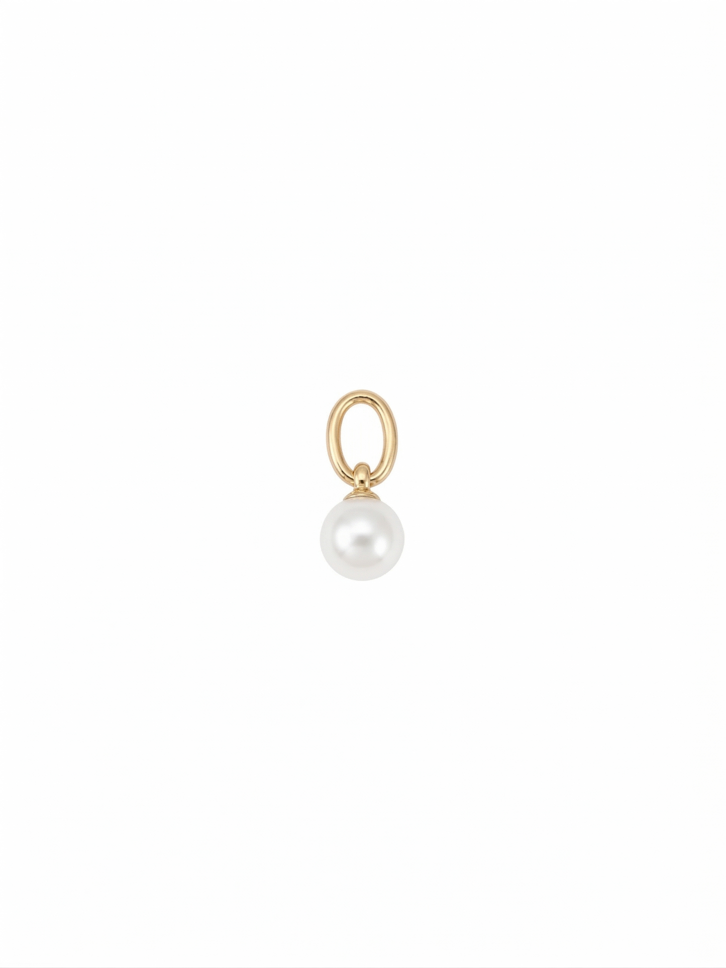 Dije de perla esférica con argolla ovalada en oro