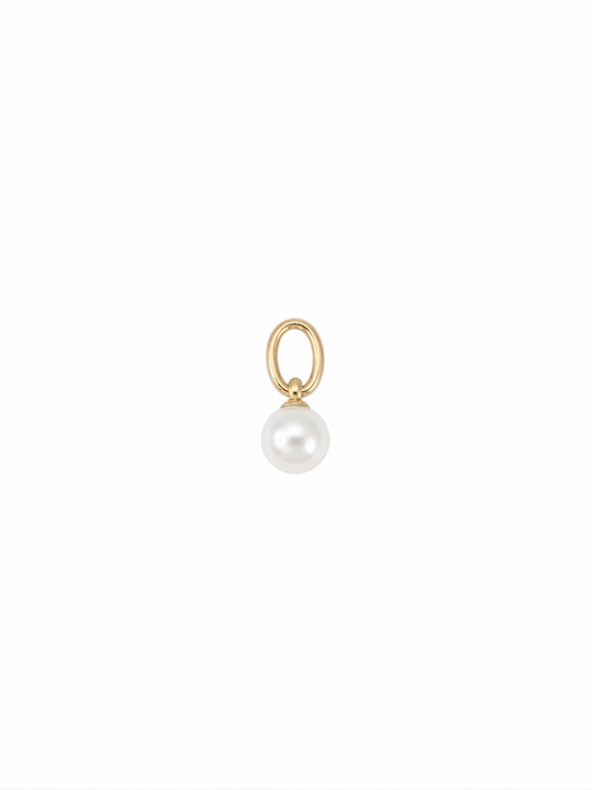 Dije de perla esférica con argolla ovalada en oro