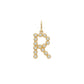 Dije Colgante de Letra "R" con Circonitas en Tono Dorado