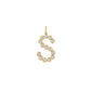 Dije Colgante de Letra "S" con Circonitas en Tono Dorado