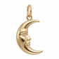 Dije de media luna creciente con rostro esculpido en oro
