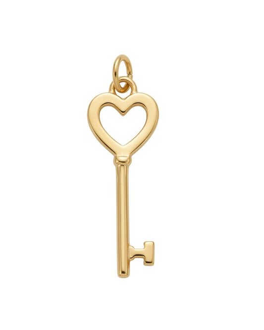 Dije en forma de llave con silueta de corazón