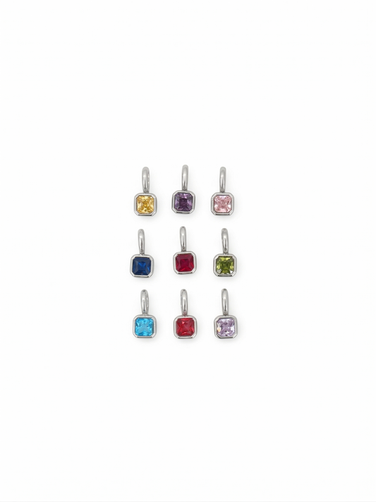 Colección "Prism": Dijes cuadrados de cristales de colores