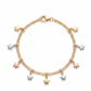 Pulsera de doble cadena con estrellas tricolor en oro 10K