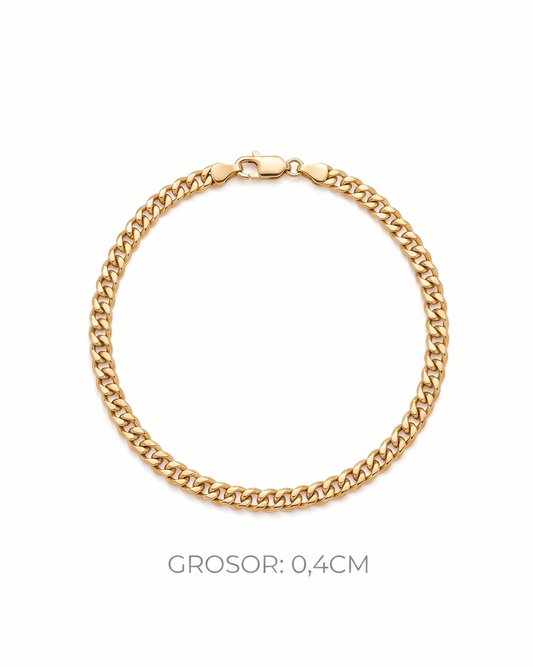 Pulsera de eslabón Grumet con textura diamantada en oro 10K
