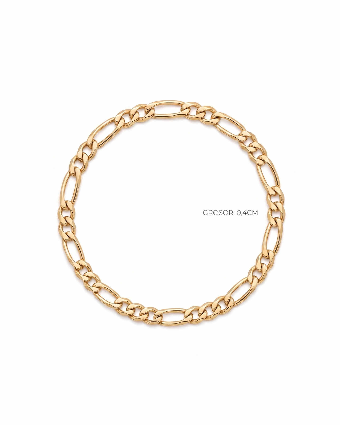 Pulsera de eslabón Figaro delgado en oro 14K