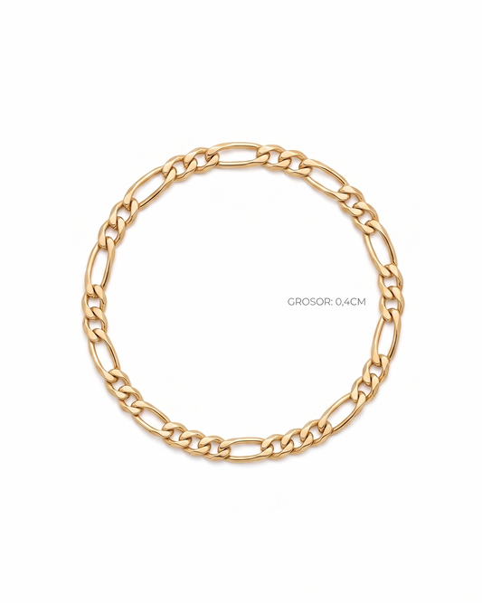 Pulsera de eslabón Figaro delgado en oro 14K