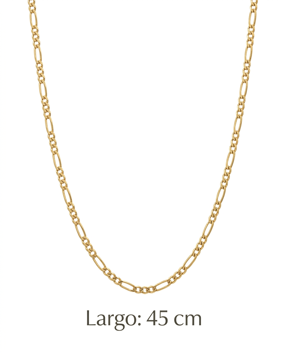 Cadena Figaro de eslabones clásicos en oro 10K