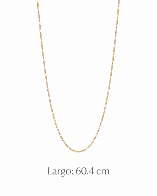 Cadena Figaro de eslabones alternados en oro 10K