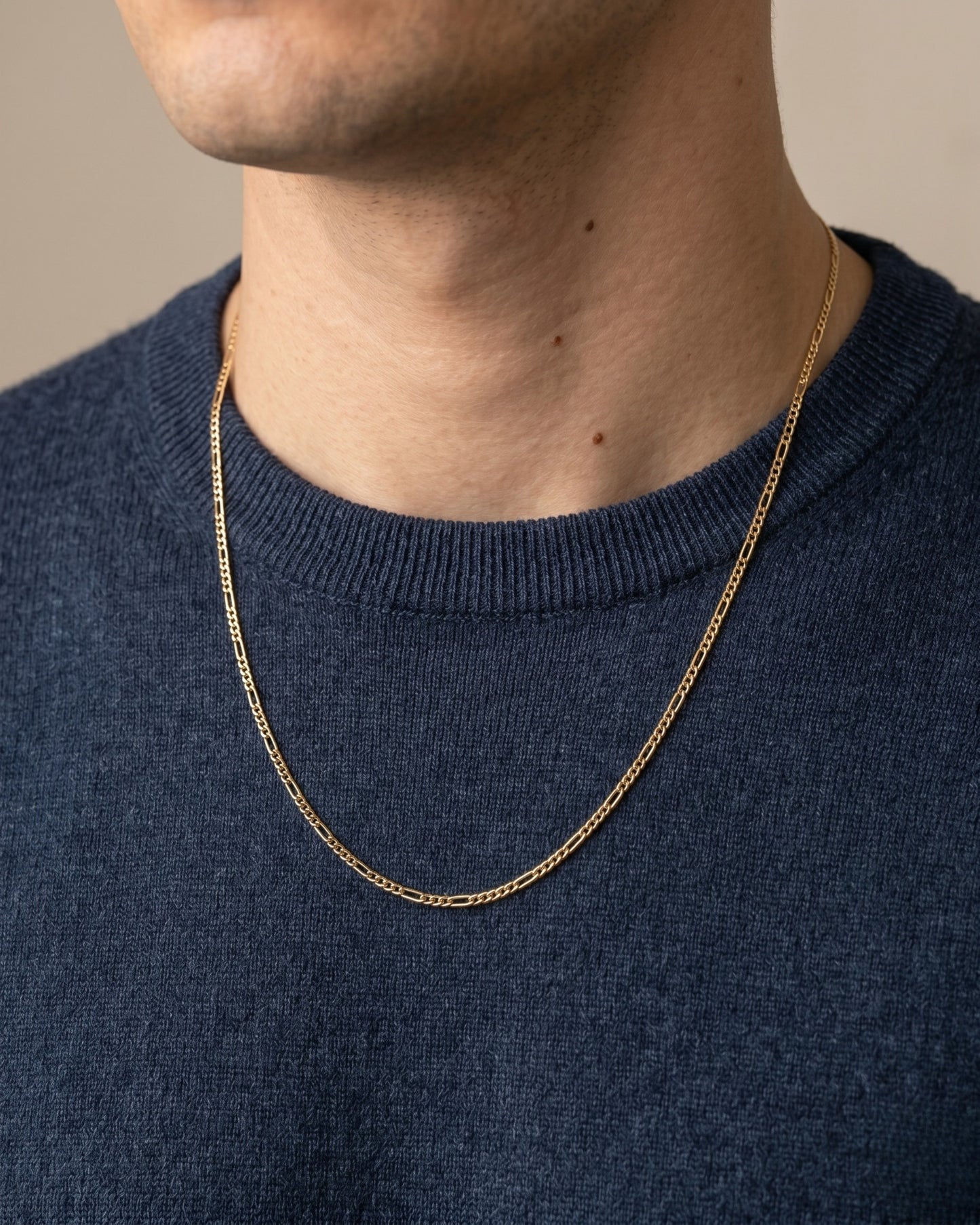 Cadena Figaro de eslabones clásicos en oro 14K