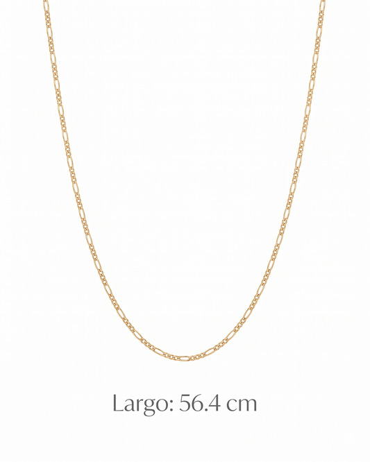 Cadena Figaro de eslabones rítmicos y elegancia atemporal en oro 14K