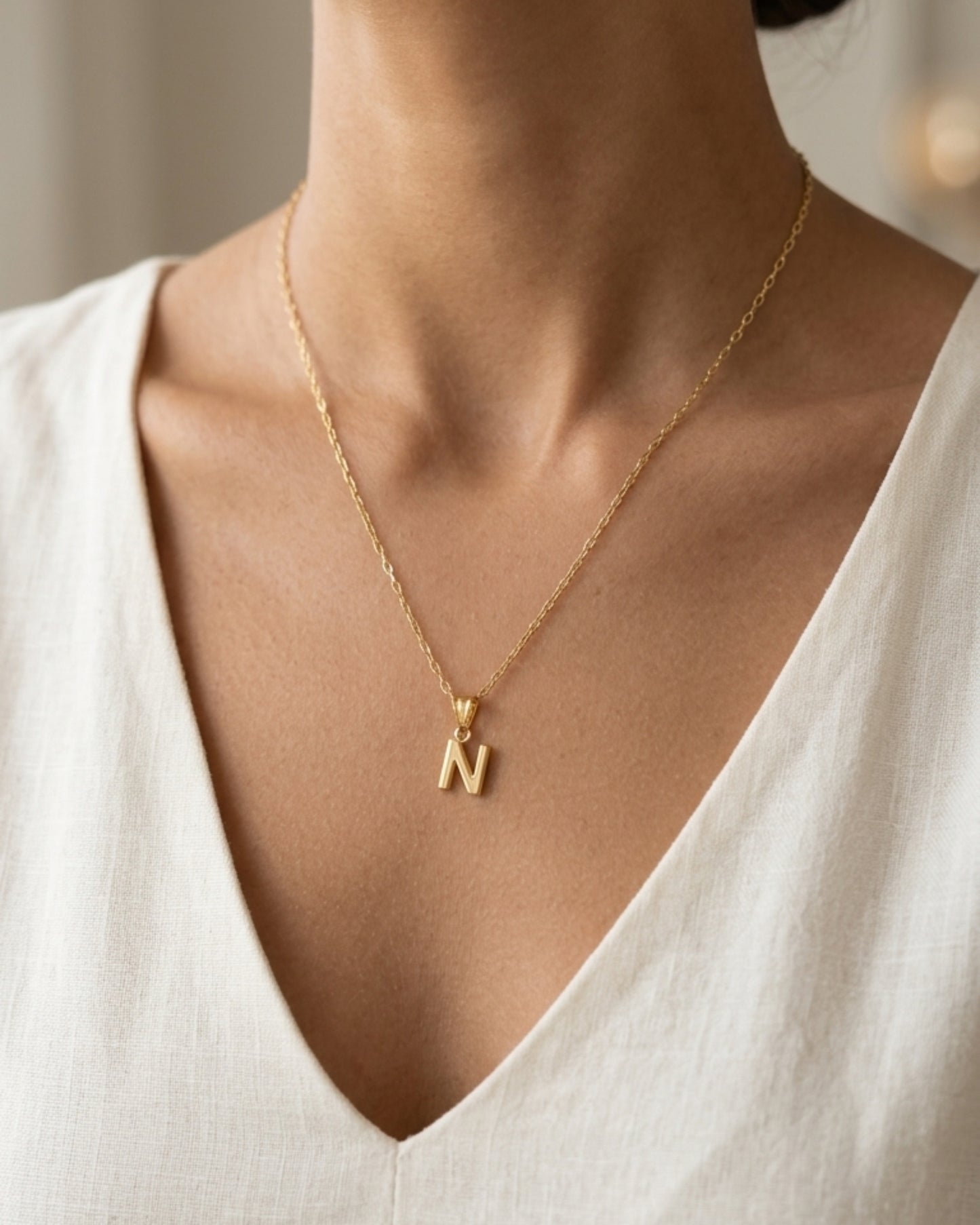 Dije Letra "N" en Oro 10K