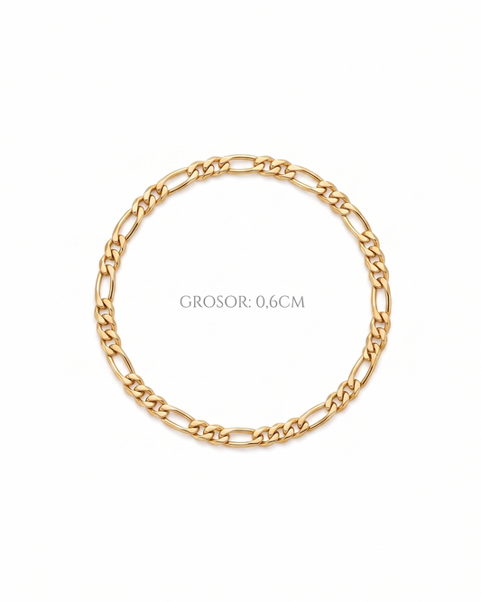 Pulsera de eslabón Figaro sólido en oro 10K